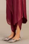 Buy_AMPM_Maroon Linen Silk Slub Solid Erum Curved Hem Tunic Dhoti Pant Set _Online_at_Aza_Fashions