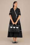Buy_AMPM_Black Chanderi Chalk Lines V Wafa Pattern Midi Wrap Dress _Online_at_Aza_Fashions
