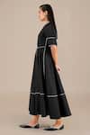 Shop_AMPM_Black Chanderi Chalk Lines V Wafa Pattern Midi Wrap Dress _Online_at_Aza_Fashions