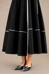 Shop_AMPM_Black Chanderi Chalk Lines V Wafa Pattern Midi Wrap Dress 