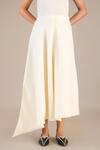 Buy_AMPM_Black Pure Linen Wave Color Safa Swerve Colorblocked Jacket Skirt Set _Online_at_Aza_Fashions