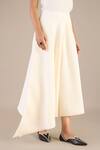Shop_AMPM_Black Pure Linen Wave Color Safa Swerve Colorblocked Jacket Skirt Set _Online_at_Aza_Fashions