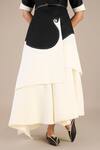 Shop_AMPM_Black Pure Linen Wave Color Safa Swerve Colorblocked Jacket Skirt Set 