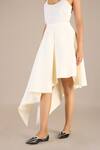 Buy_AMPM_Black Pure Linen Splurge Color Safa Colorblocked Jacket Skirt Set _Online_at_Aza_Fashions