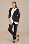 Buy_AMPM_Black Chanderi Print Swirl V Jacket Pant Set _at_Aza_Fashions