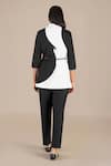 AMPM_Black Chanderi Print Swirl V Jacket Pant Set _Online_at_Aza_Fashions