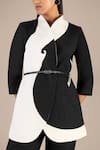 Buy_AMPM_Black Chanderi Print Swirl V Jacket Pant Set _Online_at_Aza_Fashions