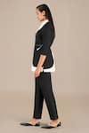 Shop_AMPM_Black Chanderi Print Swirl V Jacket Pant Set _Online_at_Aza_Fashions