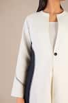 Shop_AMPM_Black Pure Linen Printed Paisley Jacket Open Ifza Palazzo Set _at_Aza_Fashions