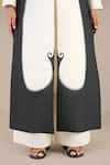Shop_AMPM_Black Pure Linen Printed Paisley Jacket Open Ifza Palazzo Set 