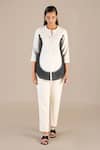 Buy_AMPM_Black Pure Linen Printed Paisley Mandarin Collar Shirt And Pant Set _at_Aza_Fashions