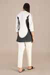 AMPM_Black Pure Linen Printed Paisley Mandarin Collar Shirt And Pant Set _Online_at_Aza_Fashions