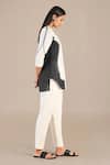 AMPM_Black Pure Linen Printed Paisley Mandarin Collar Shirt And Pant Set _at_Aza_Fashions