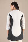 Shop_AMPM_Black Pure Linen Printed Paisley Mandarin Collar Shirt And Pant Set _at_Aza_Fashions
