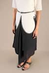 Shop_AMPM_Black Pure Linen Printed Paisley Round Colorblock Dress _Online_at_Aza_Fashions