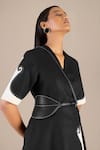 Ampm_Black Ines Metal Stud Embellished Belt _Online_at_Aza_Fashions