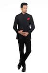 Buy_Sankalan - Men_Black Raw Silk Solid Bandhgala And Pant Set _at_Aza_Fashions