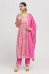 Buy Naintara Bajaj Pink Cotton Embroidery, Mirrors V-neck Florid Print Aliya Cut Kurta Pant Set Online at Aza Fashions Buy_Naintara Bajaj_Pink Cotton Embroidery, Mirrors V-neck Florid Print Aliya Cut Kurta Pant Set _Online_at_Aza_Fashions