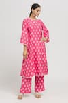 Buy_Samyukta Singhania_Pink Cotton Print Damask Round Panelled Kurta With Palazzo _Online_at_Aza_Fashions