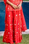 Shop_BBAAWRI_Red Pure Dupion Silk Embroidery Bead Floral Kurta Flared Pant Set _Online_at_Aza_Fashions