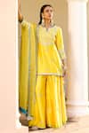 Buy_BBAAWRI_Yellow Pure Chanderi Silk Embroidery Zardozi Work Kurta Sharara Set _at_Aza_Fashions