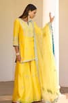BBAAWRI_Yellow Pure Chanderi Silk Embroidery Zardozi Work Kurta Sharara Set _Online_at_Aza_Fashions