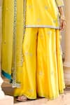 Buy_BBAAWRI_Yellow Pure Chanderi Silk Embroidery Zardozi Work Kurta Sharara Set _Online_at_Aza_Fashions
