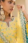 Shop_BBAAWRI_Yellow Pure Chanderi Silk Embroidery Zardozi Work Kurta Sharara Set _at_Aza_Fashions