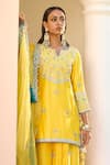 BBAAWRI_Yellow Pure Chanderi Silk Embroidery Zardozi Work Kurta Sharara Set _at_Aza_Fashions