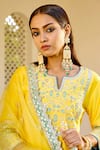 Buy_BBAAWRI_Yellow Pure Chanderi Silk Embroidery Zardozi Work Kurta Sharara Set 