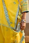 Shop_BBAAWRI_Yellow Pure Chanderi Silk Embroidery Zardozi Work Kurta Sharara Set 