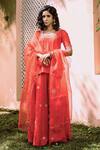 Buy_BBAAWRI_Red Pure Dupion Silk Embroidery Gota Patti Work Kurta Sharara Set _at_Aza_Fashions