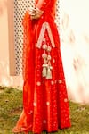 BBAAWRI_Red Pure Dupion Silk Embroidery Gota Patti Work Kurta Sharara Set _at_Aza_Fashions