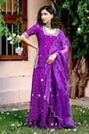 Buy_BBAAWRI_Purple Pure Dupion Silk Embroidery Gota Patti Square Neckline Kurta Sharara Set _at_Aza_Fashions