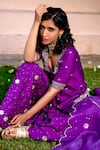 BBAAWRI_Purple Pure Dupion Silk Embroidery Gota Patti Square Neckline Kurta Sharara Set _at_Aza_Fashions