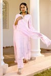Buy_BBAAWRI_Pink Pure Georgette Embroidery Gota Notched Kurta Set _at_Aza_Fashions