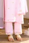 BBAAWRI_Pink Pure Georgette Embroidery Gota Notched Kurta Set _Online_at_Aza_Fashions