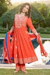 Buy_BBAAWRI_Red Pure Georgette Embroidery Gota Patti Notched Work Anarkali Set _at_Aza_Fashions