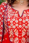 BBAAWRI_Red Pure Georgette Embroidery Gota Patti Notched Work Anarkali Set _at_Aza_Fashions