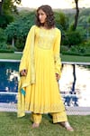 Buy_BBAAWRI_Yellow Pure Georgette Embroidery Gota Patti Round Yoke Anarkali Set _at_Aza_Fashions