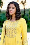 BBAAWRI_Yellow Pure Georgette Embroidery Gota Patti Round Yoke Anarkali Set _at_Aza_Fashions