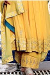 Buy_BBAAWRI_Yellow Pure Georgette Embroidery Gota Patti Round Yoke Anarkali Set 
