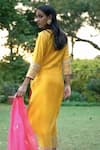 BBAAWRI_Yellow Pure Chanderi Silk Embroidery Cutdana Geometric Kurta Set _Online_at_Aza_Fashions