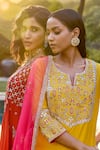 Buy_BBAAWRI_Yellow Pure Chanderi Silk Embroidery Cutdana Geometric Kurta Set _Online_at_Aza_Fashions