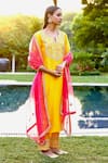 BBAAWRI_Yellow Pure Chanderi Silk Embroidery Cutdana Geometric Kurta Set _at_Aza_Fashions