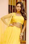 Buy_BBAAWRI_Yellow Pure Georgette Embroidery Mirror Round Layered Ruffle Pleated Lehenga Set 