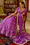 Shop_BBAAWRI_Purple Pure Dupion Silk Embroidery Nakshi V Zardozi Work Lehenga Set _at_Aza_Fashions