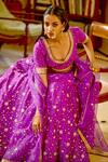 Buy_BBAAWRI_Purple Pure Dupion Silk Embroidery Nakshi V Zardozi Work Lehenga Set For Women_Online_at_Aza_Fashions
