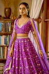 Shop_BBAAWRI_Purple Pure Dupion Silk Embroidery Nakshi V Zardozi Work Lehenga Set For Women_Online_at_Aza_Fashions