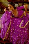BBAAWRI_Purple Silk Organza Embroidery Zardozi Work Dupatta _Online_at_Aza_Fashions